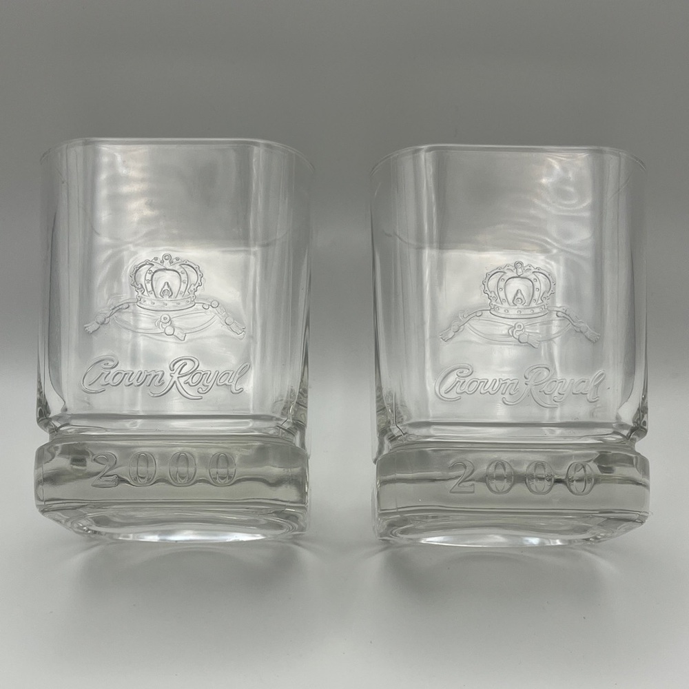 Vtg Crown Royal Millenium Glass Tumblers Set (2)